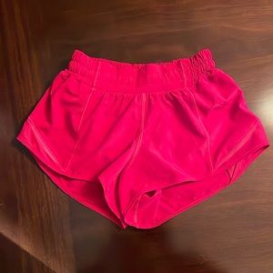 Red lululemon hotty hot shorts